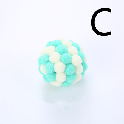 Cat Toy Colorful Plush Ball, Sounding Multi-color Rainbow Ball