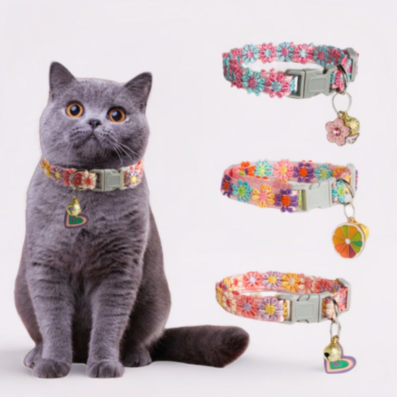 Lace Embroidery Trim Bell Pet Collar